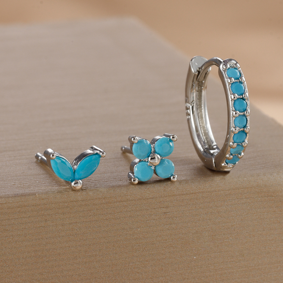 Dainty Tulip Hoop Earrings Set