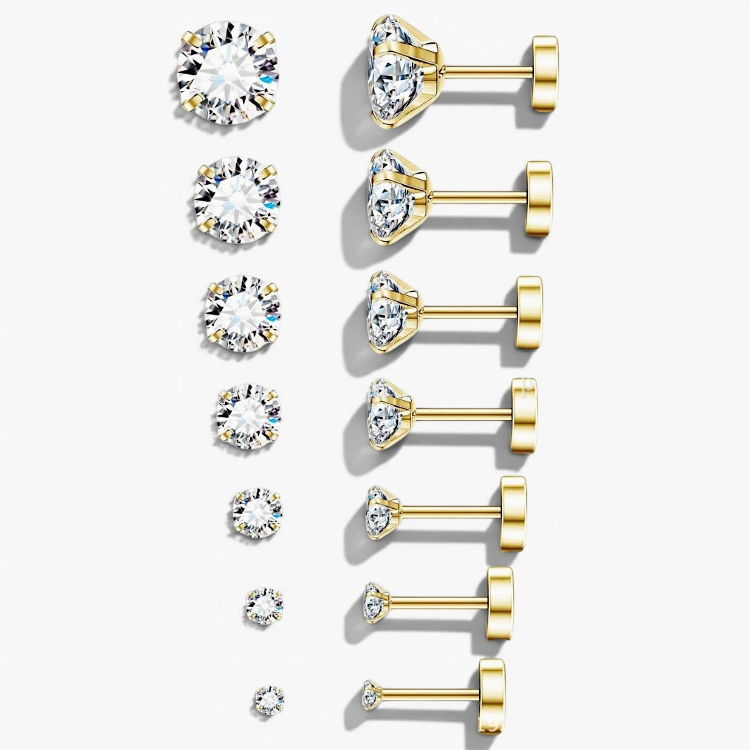 Sparkle Flat Back Stud Earrings Set