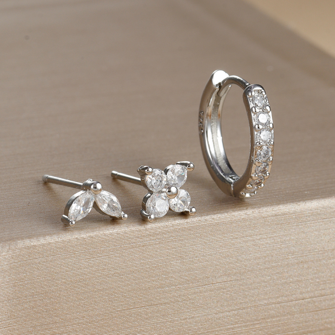 Dainty Tulip Hoop Earrings Set
