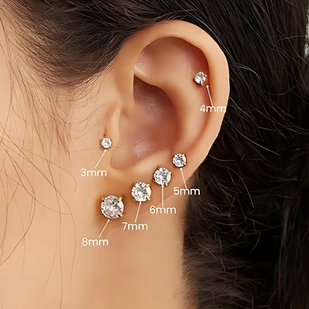 Sparkle Flat Back Stud Earrings Set