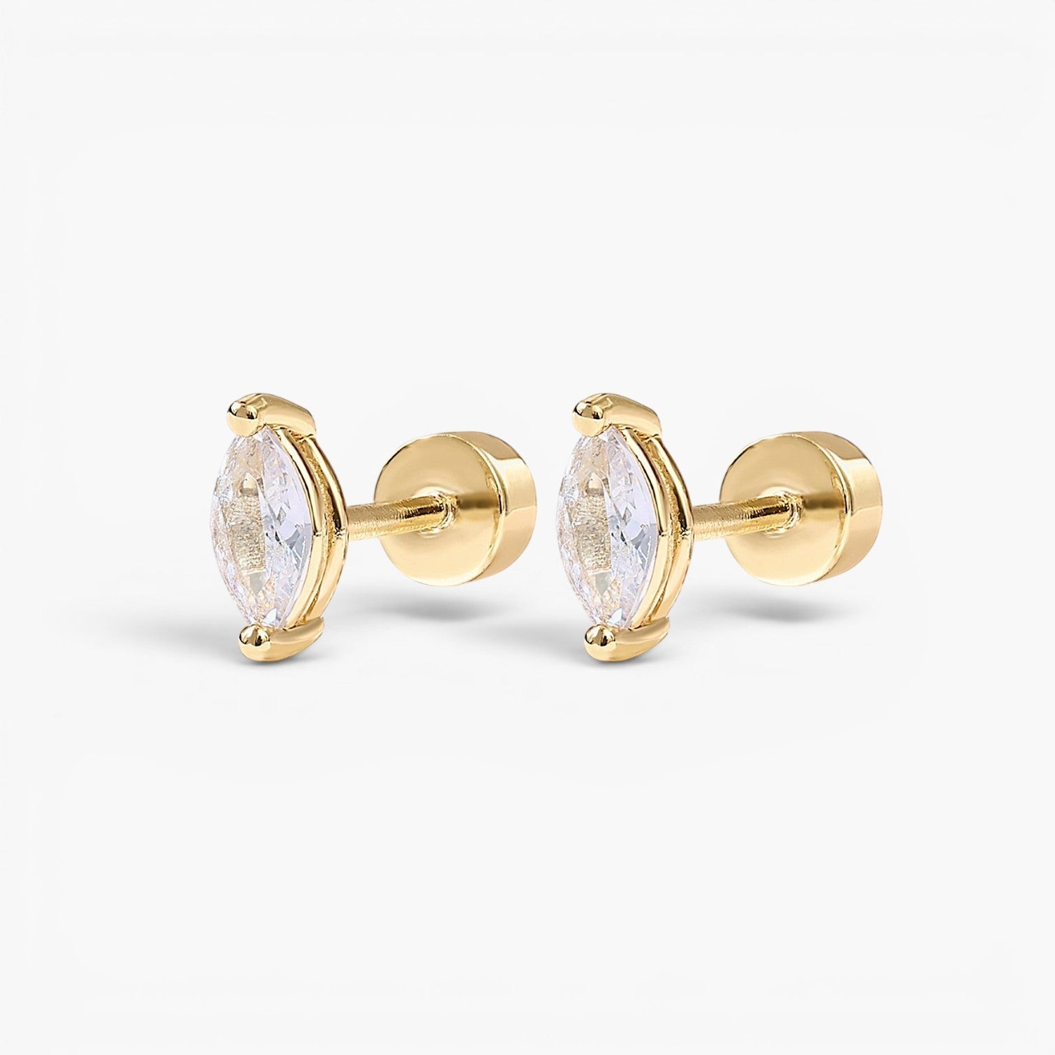 Marquise Tear Flat Back Stud Earrings