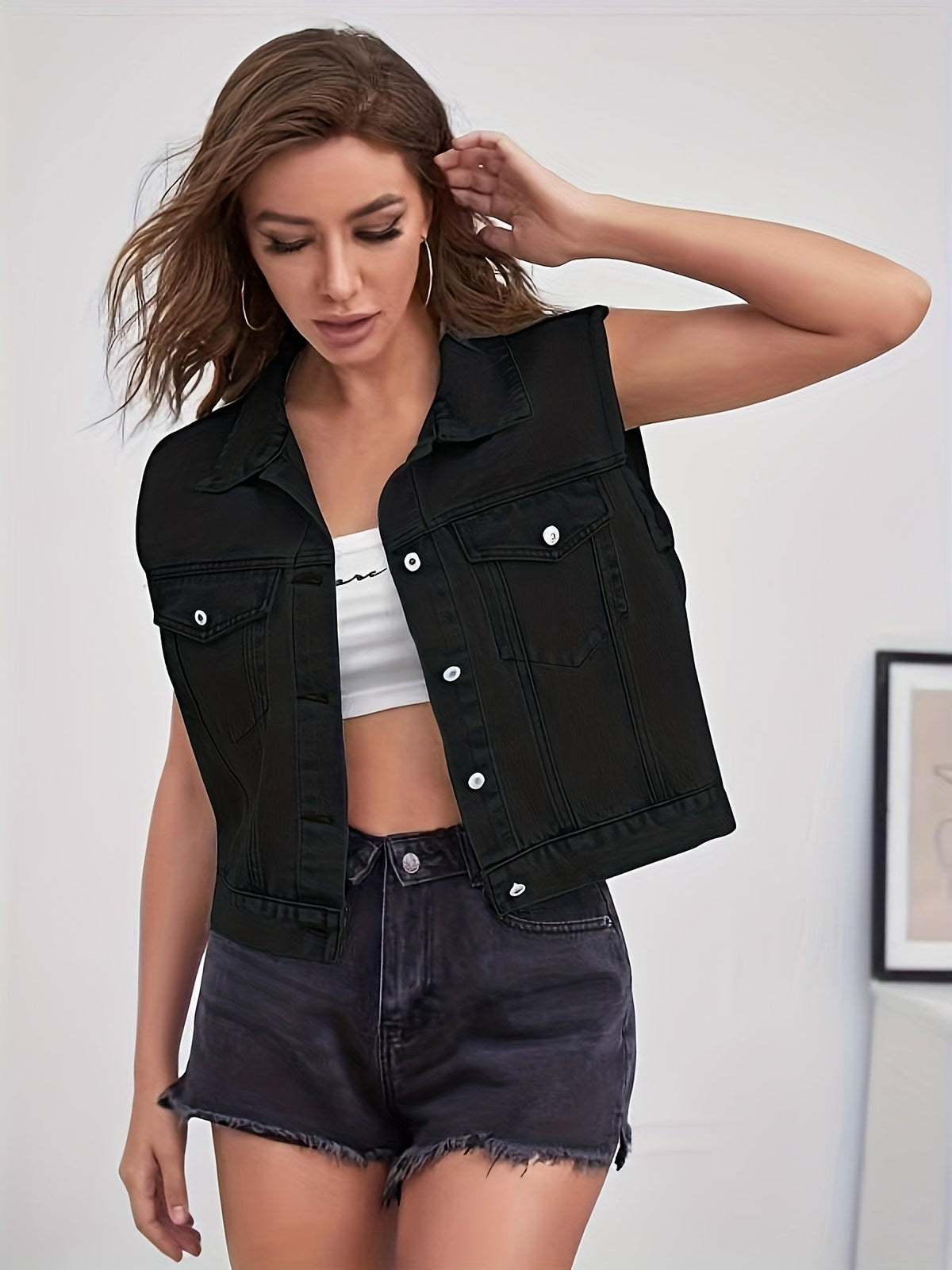 Everly | Women's Casual Sleeveless Denim Jacket
