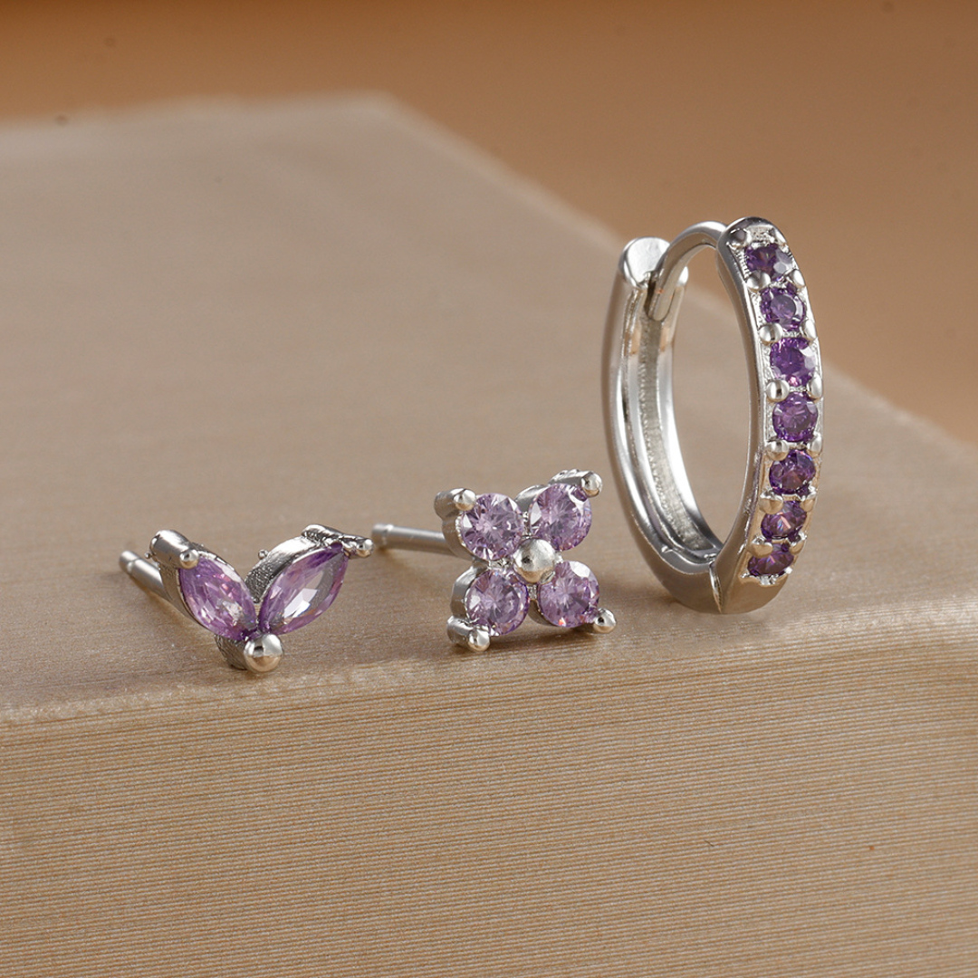 Dainty Tulip Hoop Earrings Set