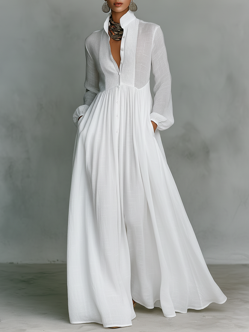 Eleonora | Women's Button-Up Linen Maxi Dress