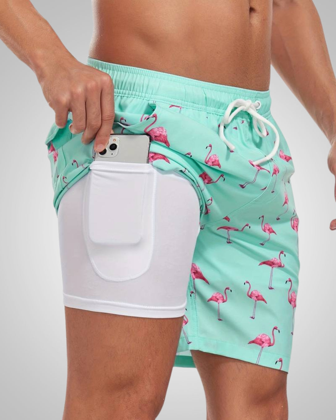 Hanery | Men's Sporty Slim-Fit Swim Trunks with Inner Shorts