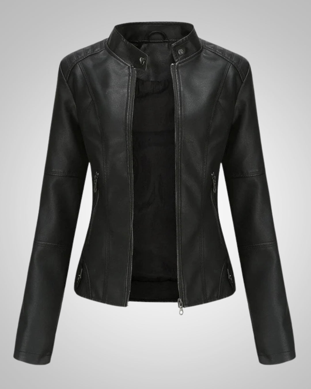 Addyson | Women's Classic High Collar Leather Jacket