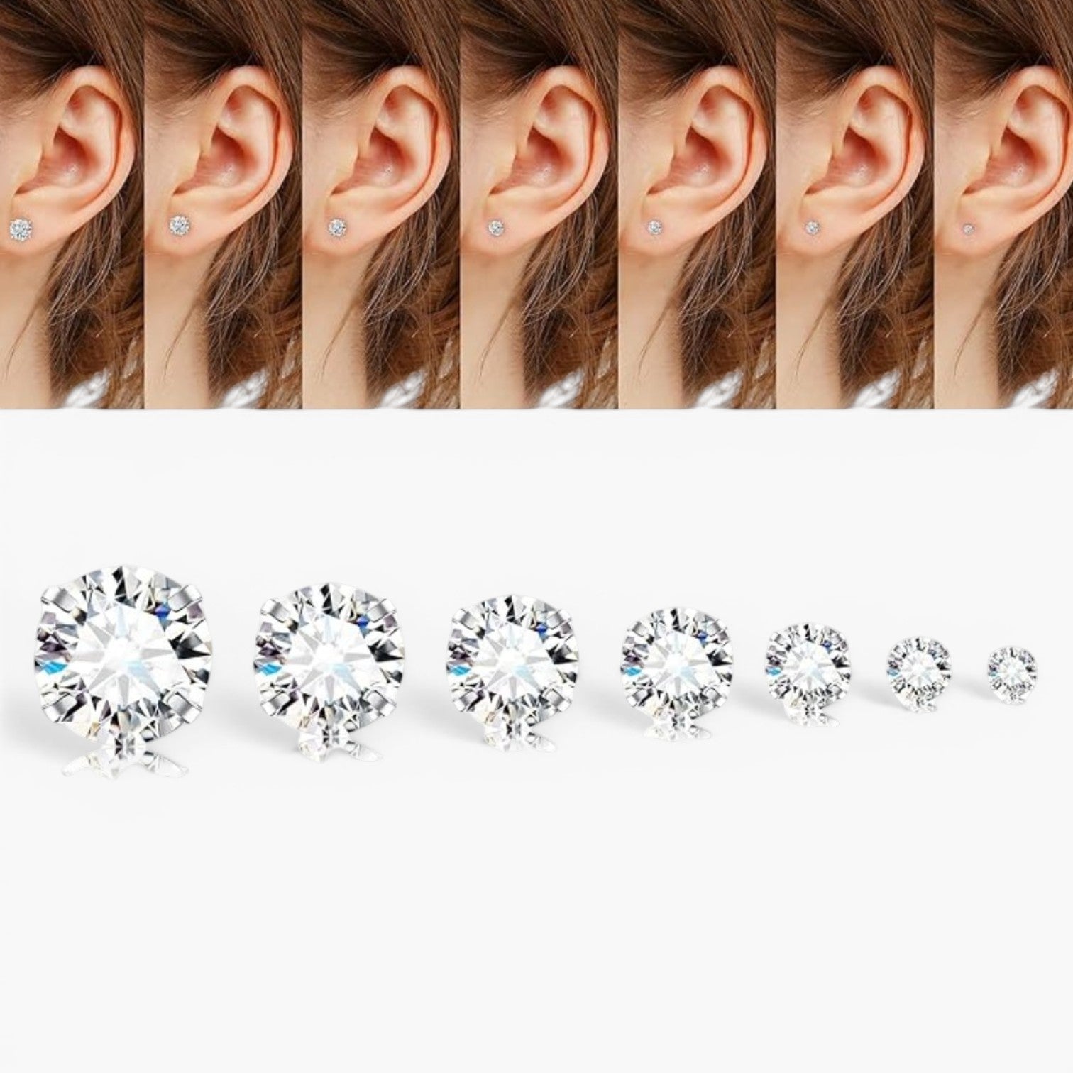 Sparkle Flat Back Stud Earrings Set