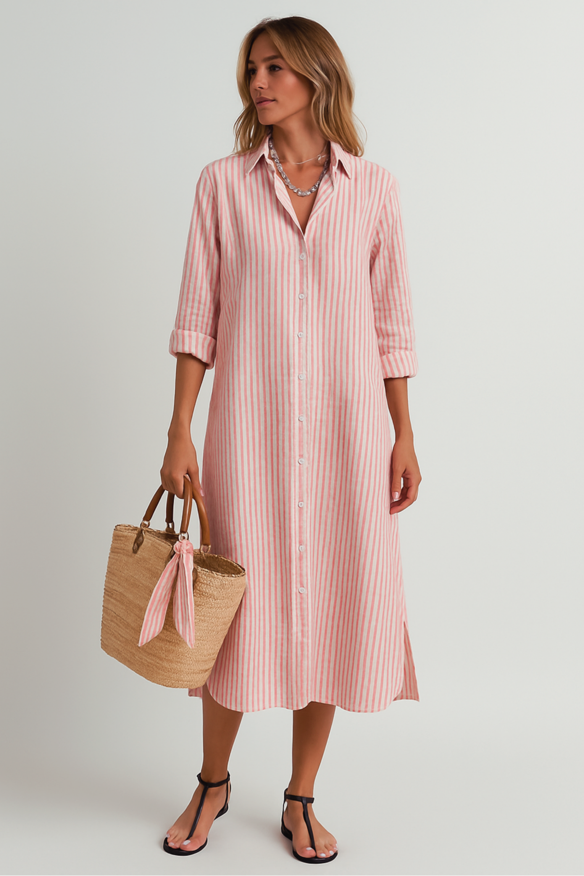 Samantha | Women’s Beach Shirt Collar Maxi Dress