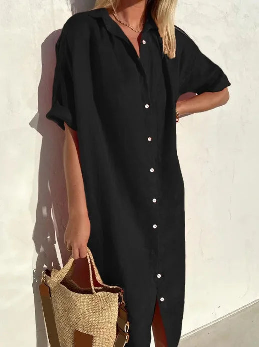 Savannah | Women's Linen Shirt Dress With Buttons
