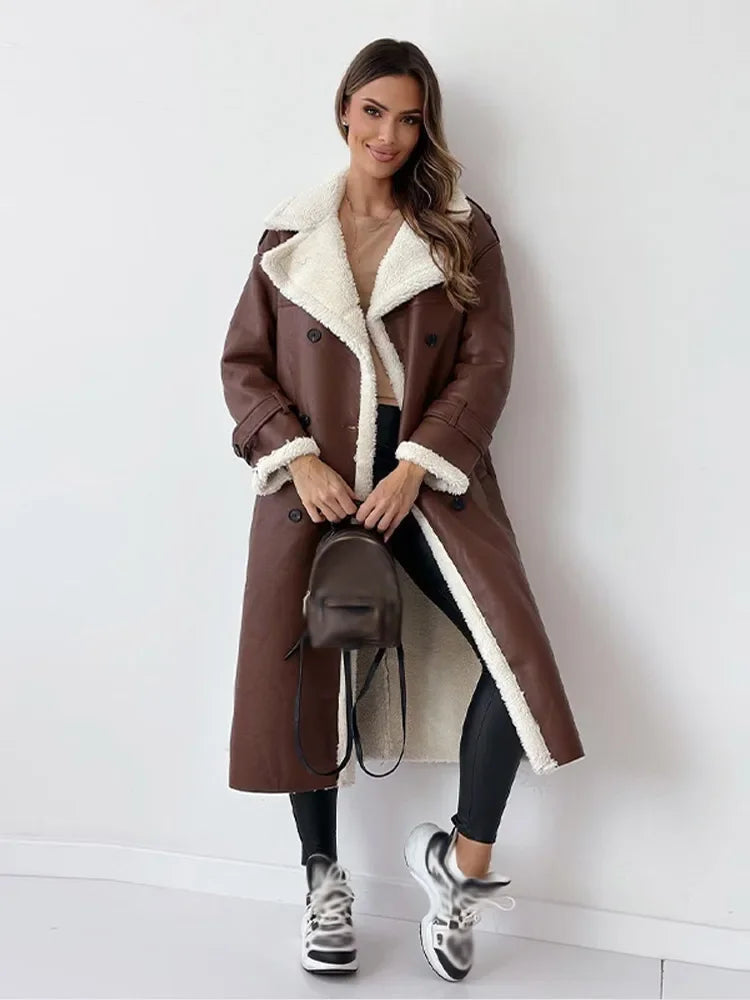 Helga | Women's Faux Fur Lined Trench Coat With Buttons