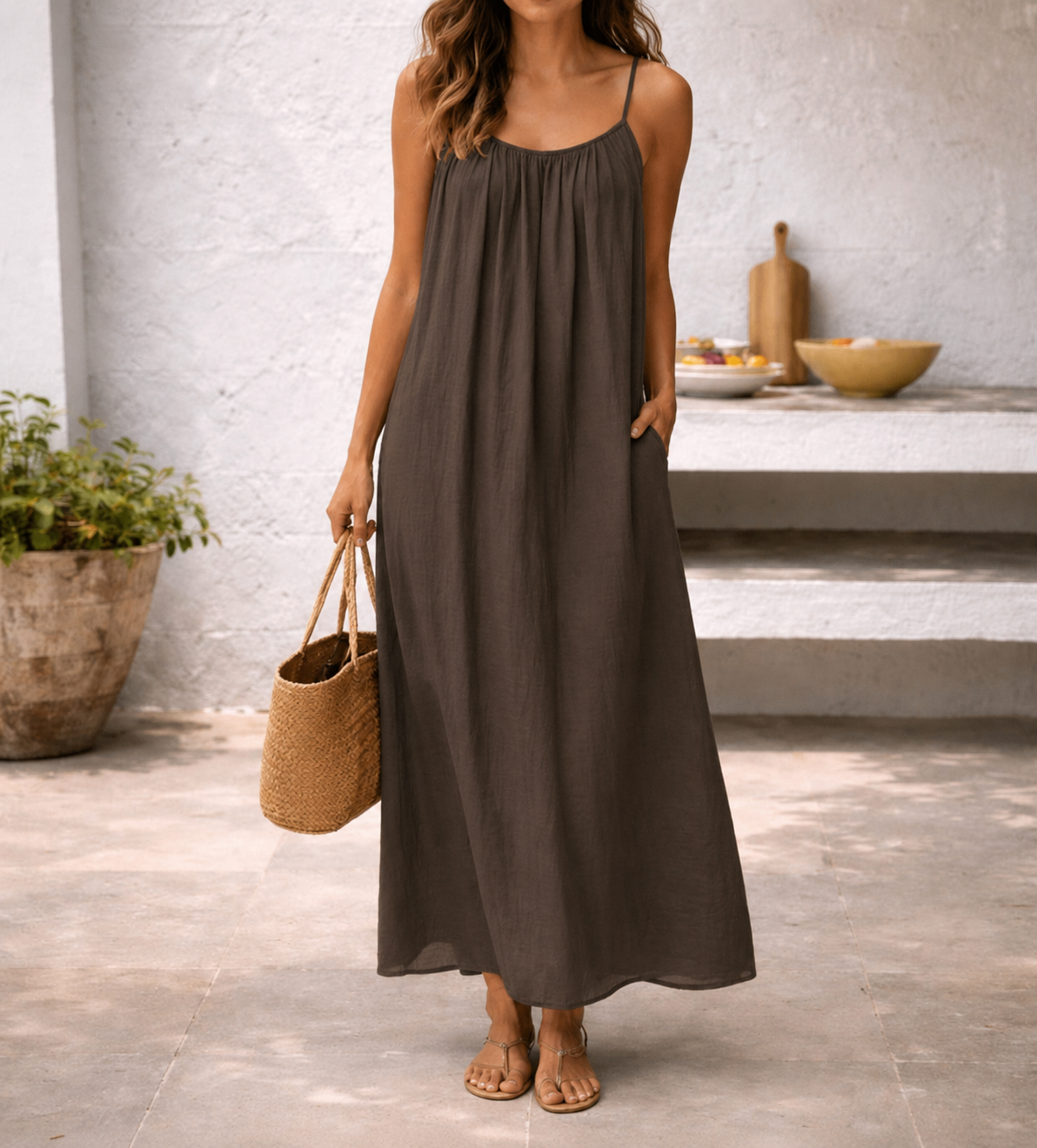 Lana | Women's Relaxed Fit Maxi Beach Dress With Tummy Coverage