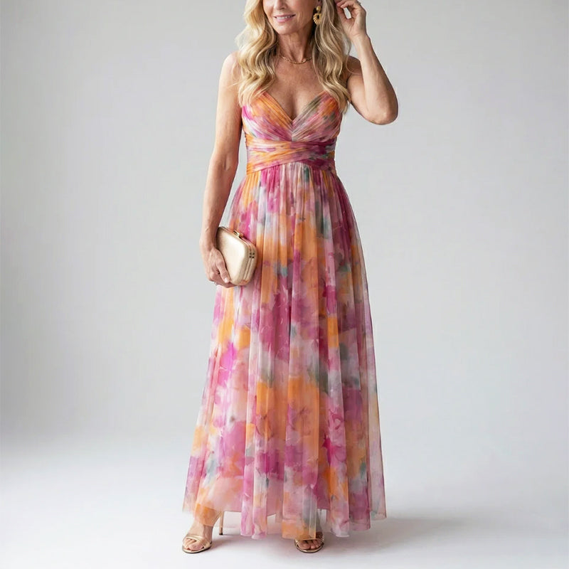 Genevieve | Women's Watercolor Long Evening Dress