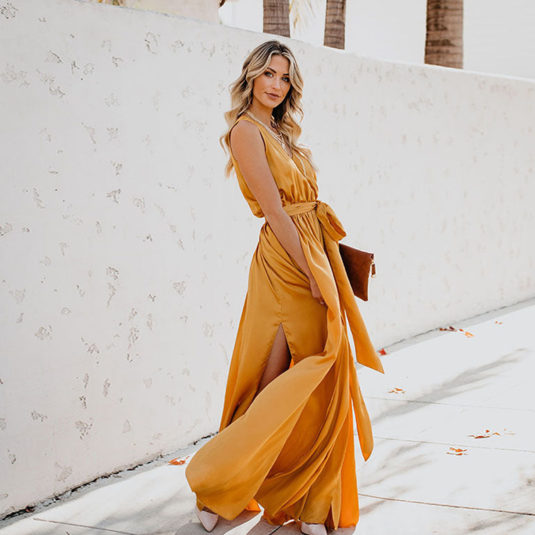 Lily | Women's Sleeveless Tie Waist Maxi Dress