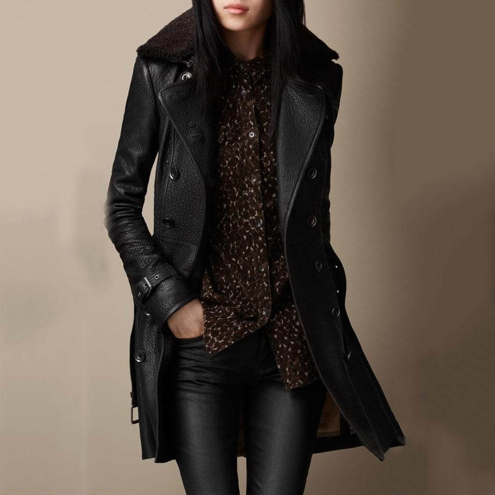 Paisley | Women's Tailored Faux Leather Trench Coat