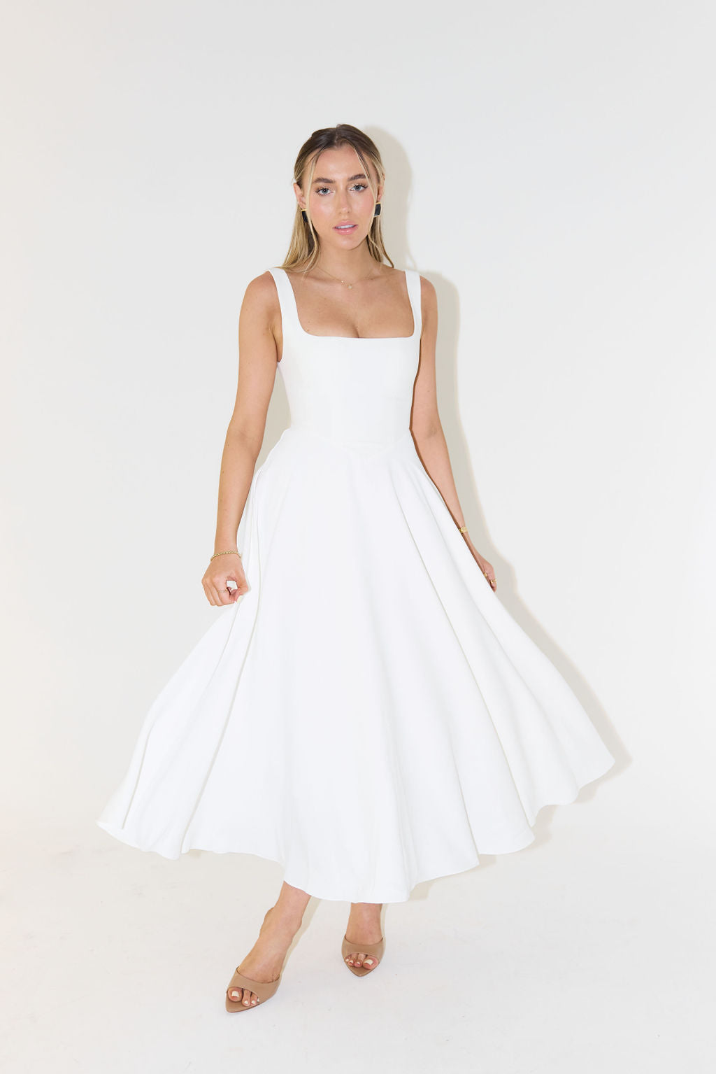 Emery | Women’s Elegant Square Neck Midi Dress
