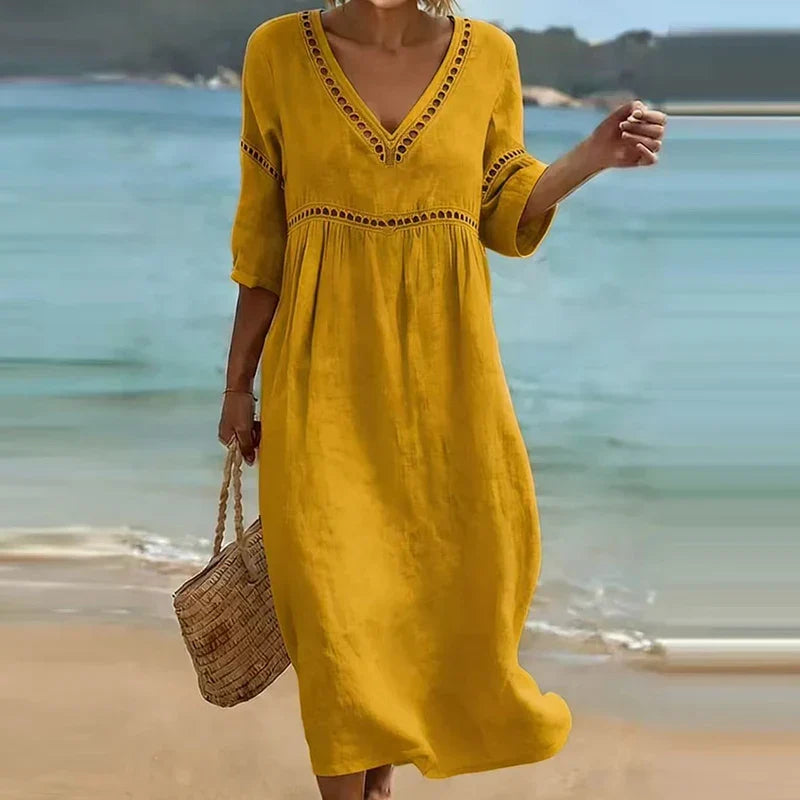 Isla | Women's V-neck Boho Midi Dress