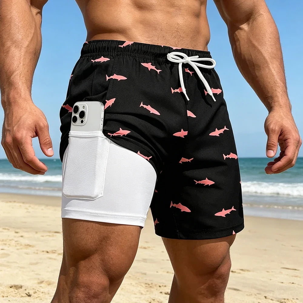 Ethan | Men's Classic Printed Slim-Fit Swim Trunks