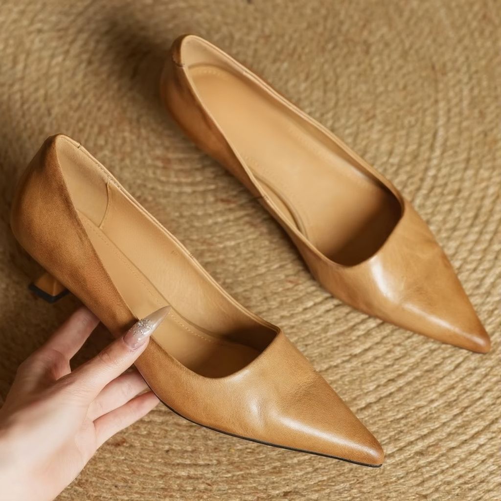 Asta | Women's Casual Leather Kitten Heels