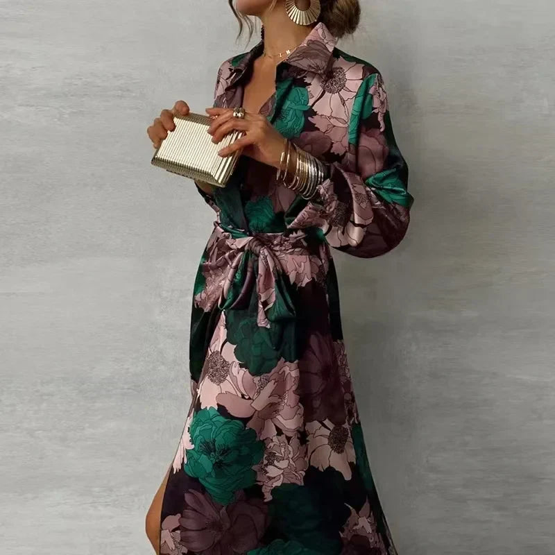 Emma | Women's Floral Print Maxi Shirt Dress