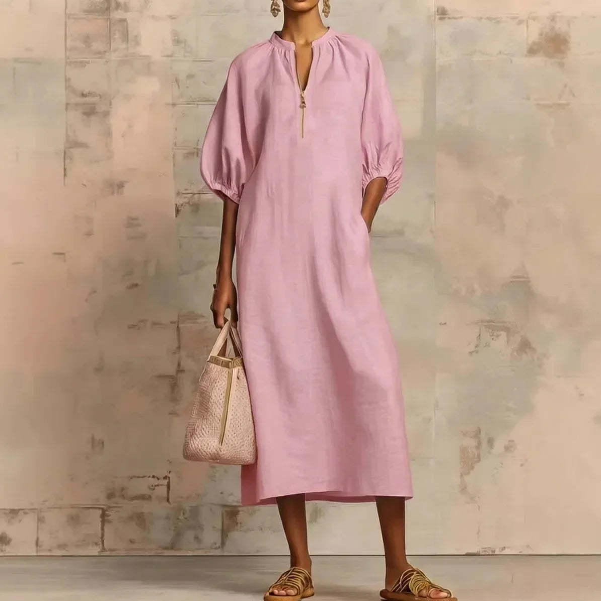 Trisha | Women's Puff Sleeve Summer Maxi Dress