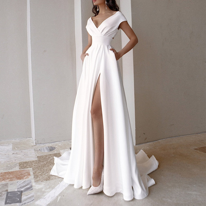 Genevieve | Women's Elegant Evening Maxi Dress With V-Neck