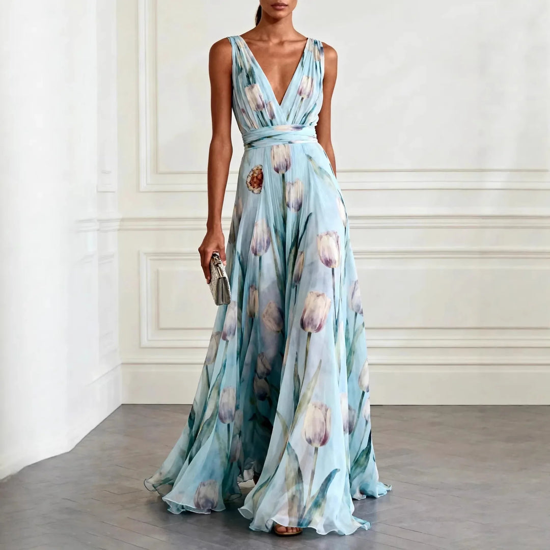 Eva | Women's Floral V-neck Maxi Dress