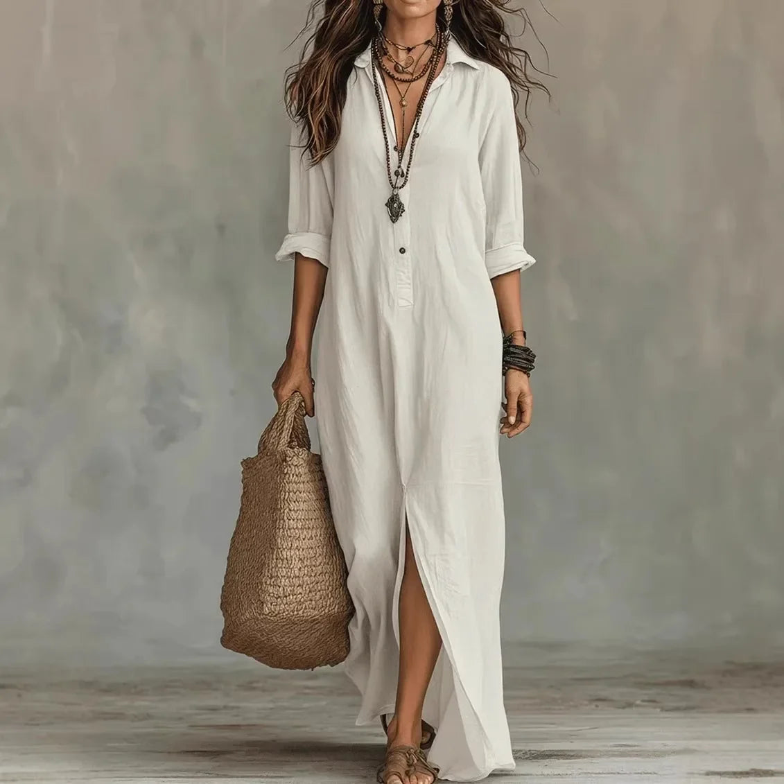 Amabel | Women's Summer Linen Maxi Dress