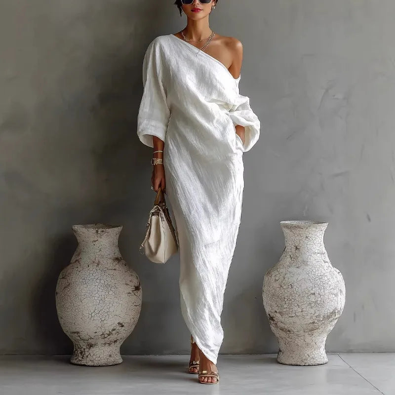 Andrea | Women's Summer Linen One Shoulder Dress