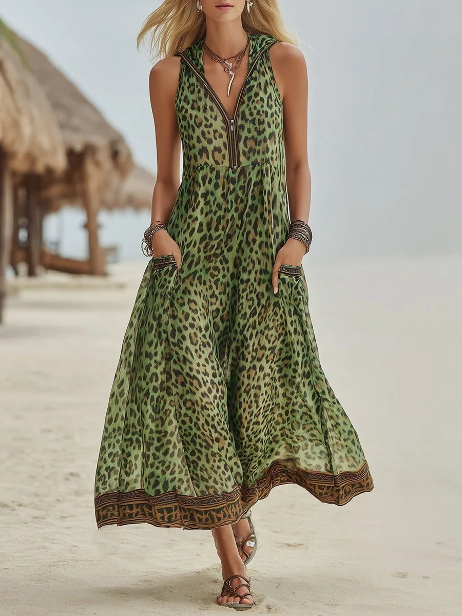 Fiona | Women's Summer Leopard Print Maxi Dress