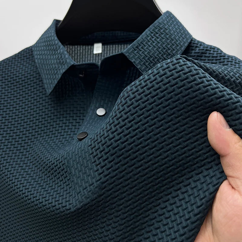 Robin | Men's Summer Ribbed Knit Polo Shirt