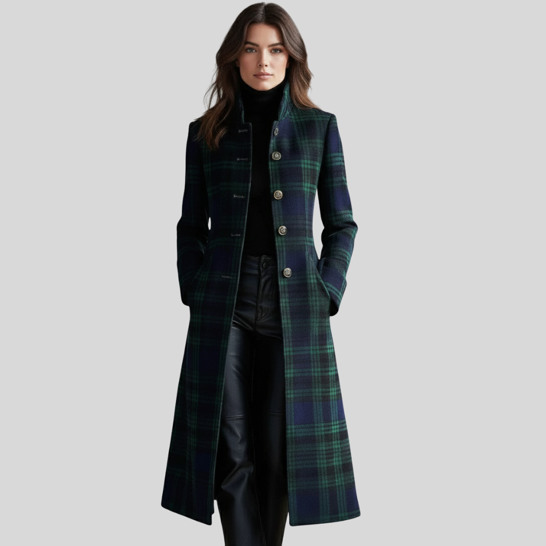 Alice | Women's Button-Up Checkered Trench Coat