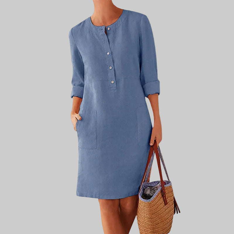 Sophia | Women's Summer Button Front Dress With pockets