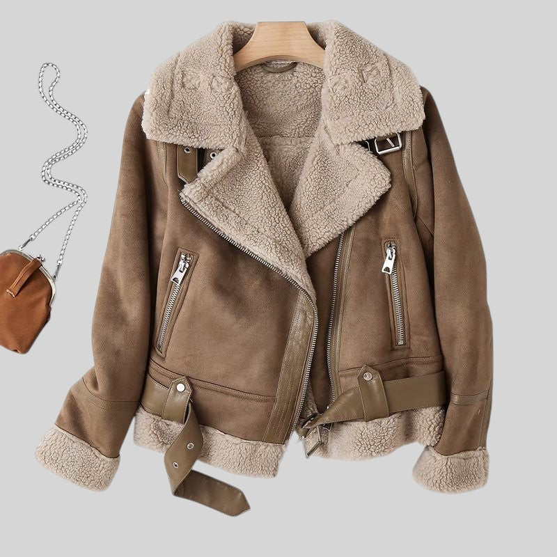 Elizabeth | Women's Cropped Lined Suede Biker Jacket