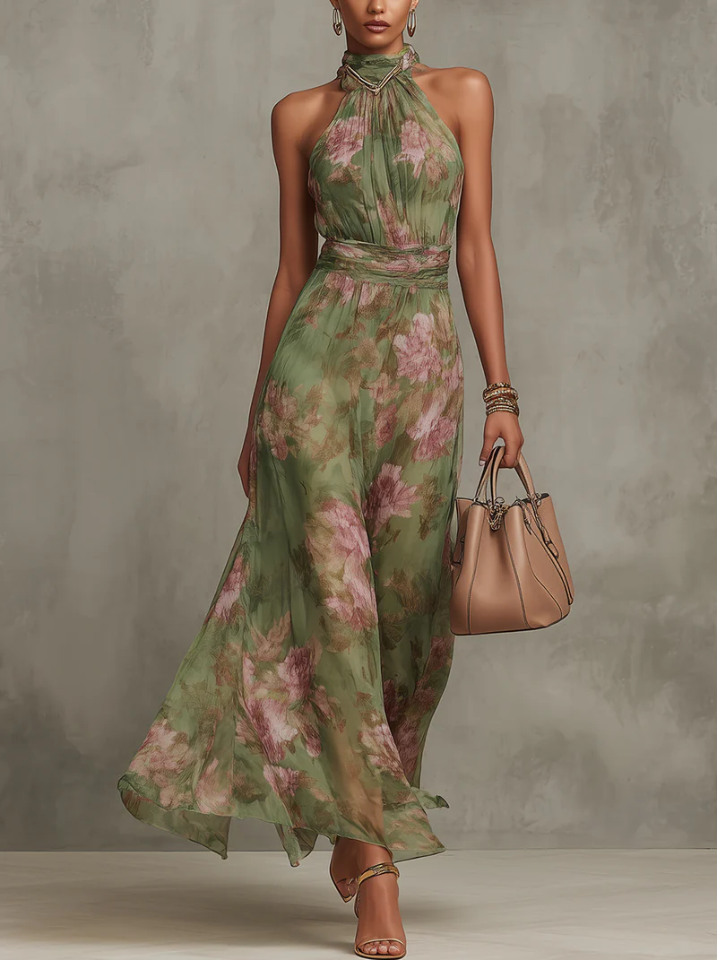 Capri | Women's Summer Halter Floral Dress