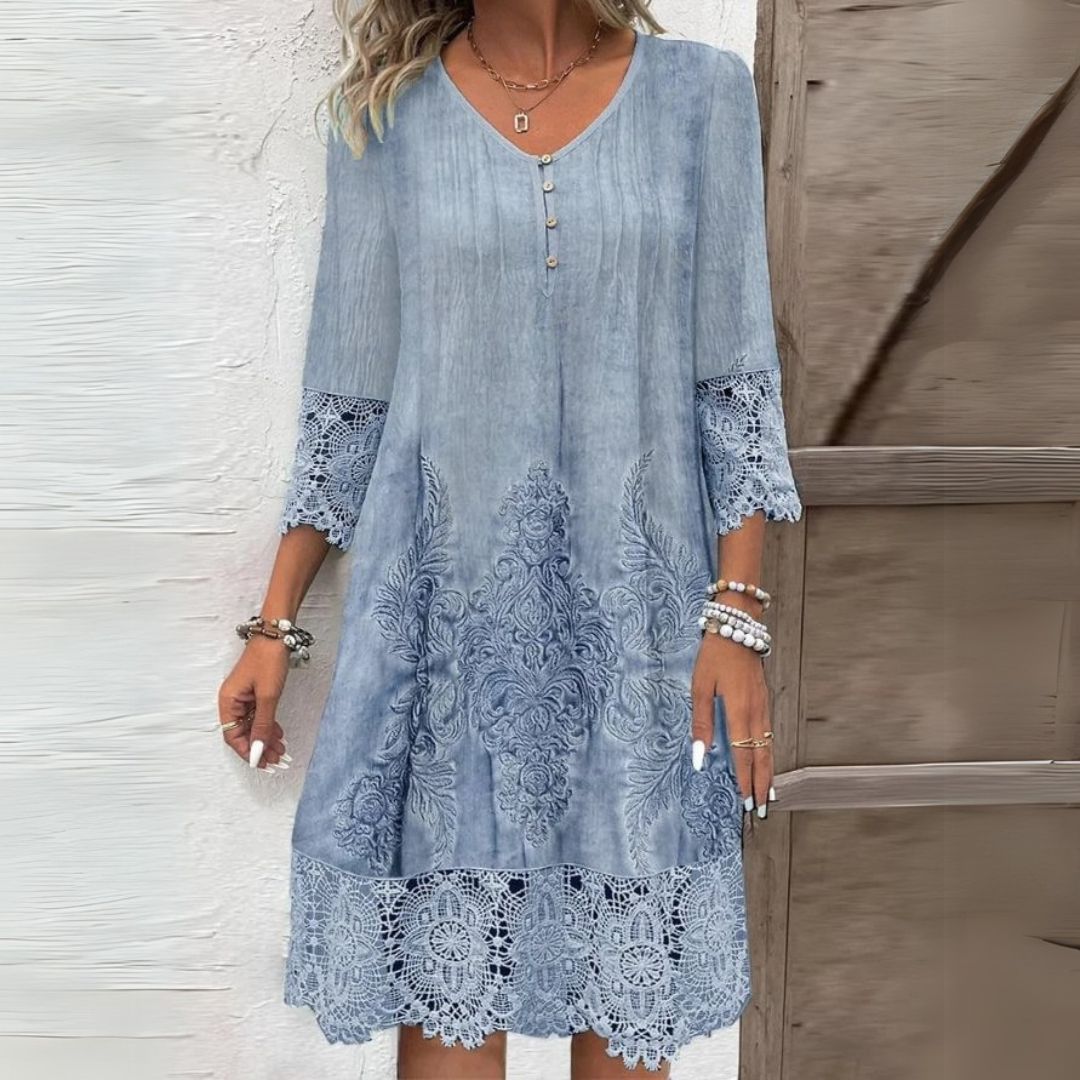 Corinna | Women's Summer Long Sleeve Boho Midi Dress