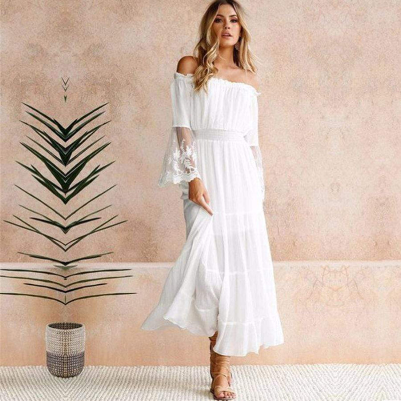 Aria | Women's Elegant Off-Shoulder Summer Maxi Dress