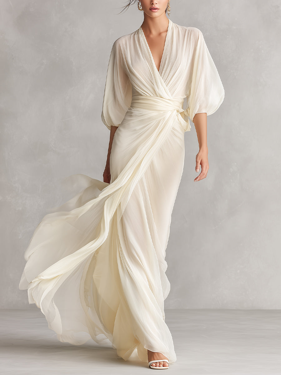 Morgan | Women's Chiffon Puff Sleeve Wrap Dress