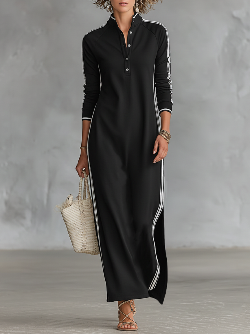 Brianna | Women's Collared Sweatshirt Maxi Dress