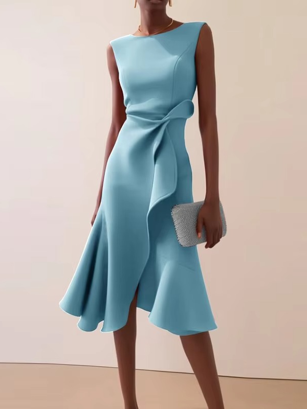 Cassia | Women's Elegant Sleeveless Ruffle Midi Dress