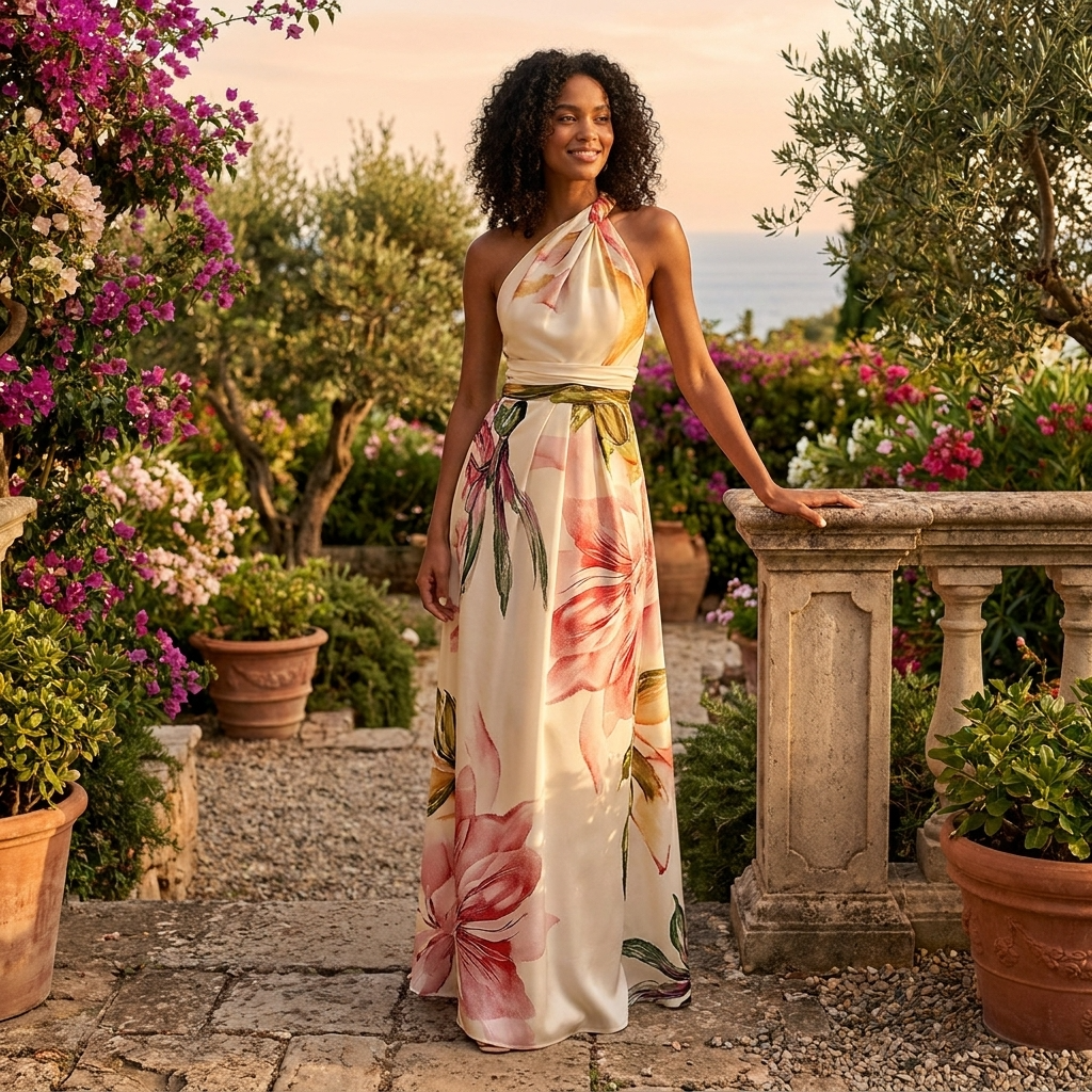 Anny | Women's Floral Halterneck Maxi Dress