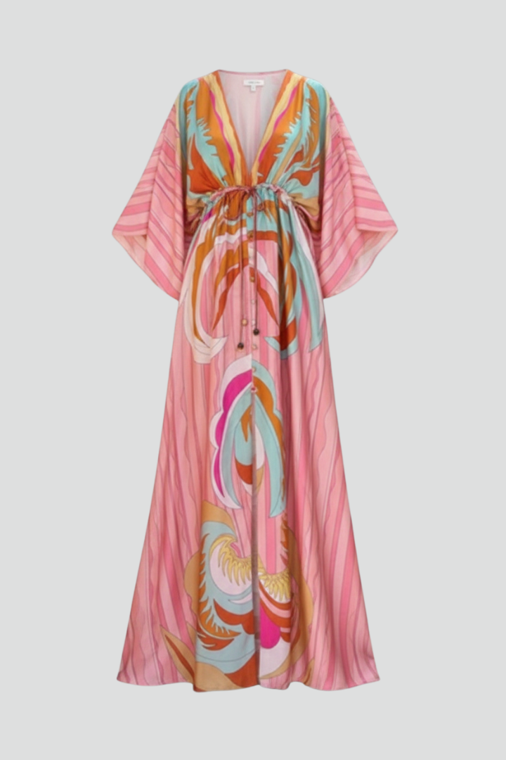 Annett | Women’s Summer Printed Dress with Batwing Sleeves