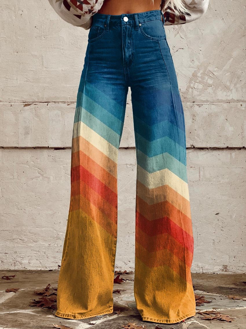 Camila | Women's Vintage Floral Wide Leg Jeans