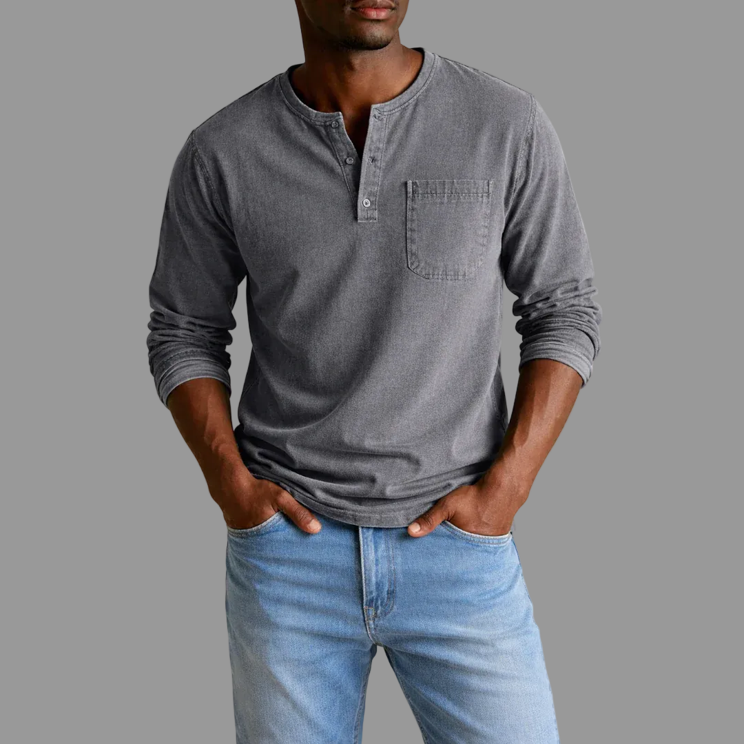 Nils | Men's Casual Henley Long Sleeve Shirt
